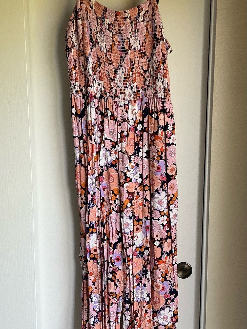 Floral Pink Smocked Jumpsuit
